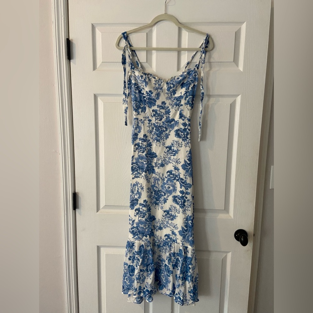Reformation blue and white floral Nikita Dress